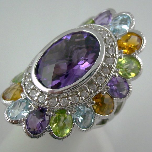 Sima K 9.66ct Amethyst & Multigem Oval Ring - Picture 4 of 8
